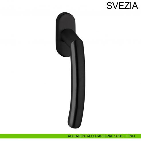 Maniglia in acciaio con rosetta stretta per finestra DK Svezia Fimet Inox nero opaco RAL 9005