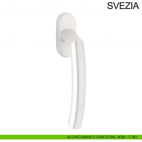 Maniglia in acciaio con rosetta stretta per finestra DK Svezia Fimet Inox bianco opaco RAL 9016