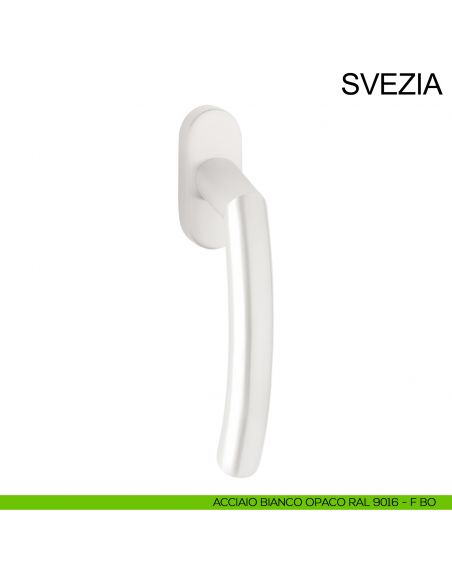Maniglia in acciaio con rosetta stretta per finestra DK Svezia Fimet Inox bianco opaco RAL 9016