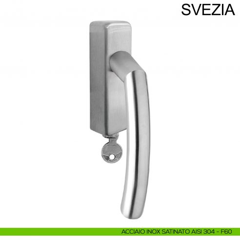 Maniglia in acciaio con chiave per finestra DK Svezia Fimet Inox acciaio AISI 304