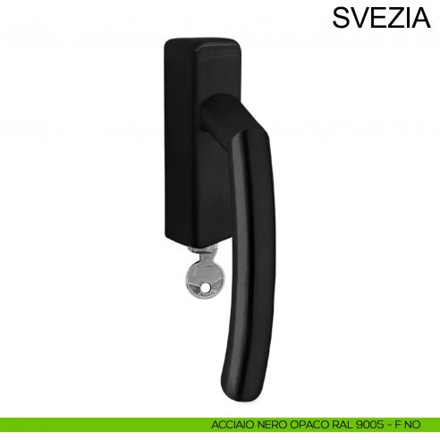 Maniglia in acciaio con chiave per finestra DK Svezia Fimet Inox nero opaco RAL 9005