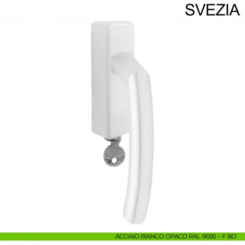 Maniglia in acciaio con chiave per finestra DK Svezia Fimet Inox bianco opaco RAL 9016
