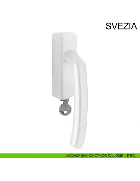 Maniglia in acciaio con chiave per finestra DK Svezia Fimet Inox bianco opaco RAL 9016