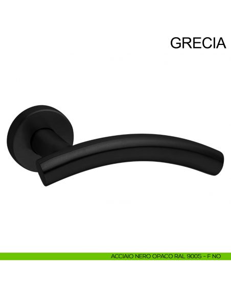 Maniglia in acciaio per porta Grecia Fimet Inox nero opaco RAL 9005