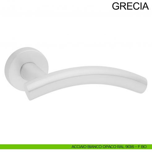 Maniglia in acciaio per porta Grecia Fimet Inox bianco opaco RAL 9016