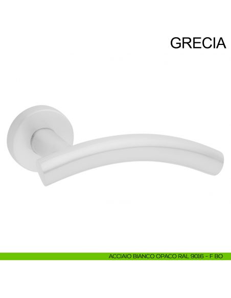 Maniglia in acciaio per porta Grecia Fimet Inox bianco opaco RAL 9016