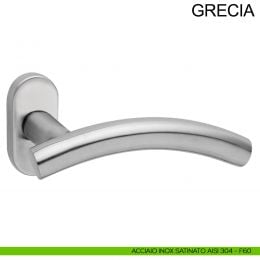 Maniglia in acciaio con rosetta ovale per porta Grecia Fimet Inox 2