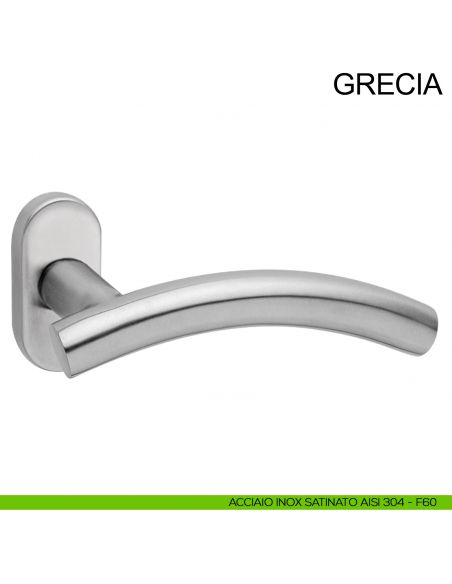 Maniglia in acciaio con rosetta ovale per porta Grecia Fimet Inox acciaio AISI 304