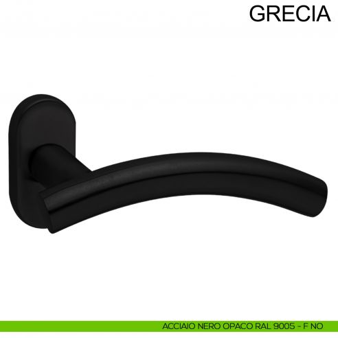 Maniglia in acciaio con rosetta ovale per porta Grecia Fimet Inox nero opaco RAL 9005