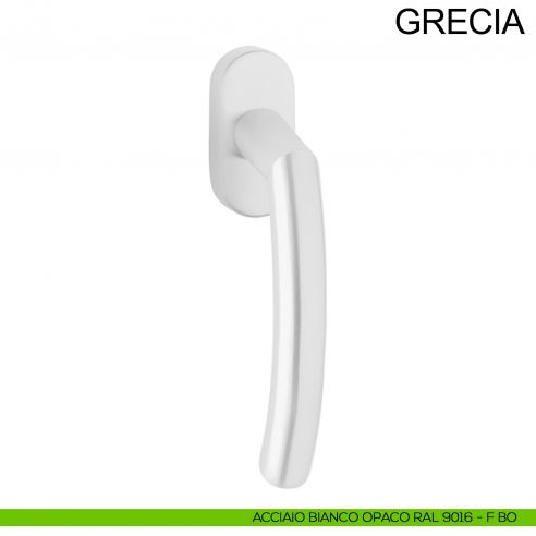 Maniglia in acciaio per finestra DK Grecia Fimet Inox bianco opaco RAL 9016