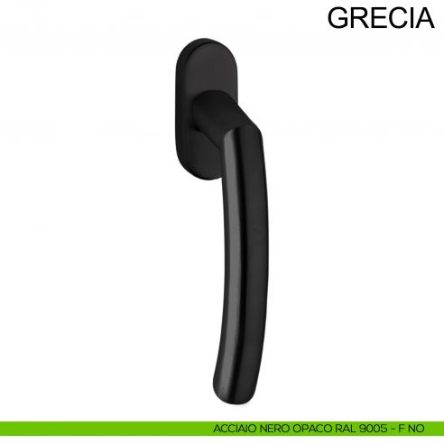 Maniglia con rosetta stretta in acciaio per finestra DK Grecia Fimet Inox nero opaco RAL 9005