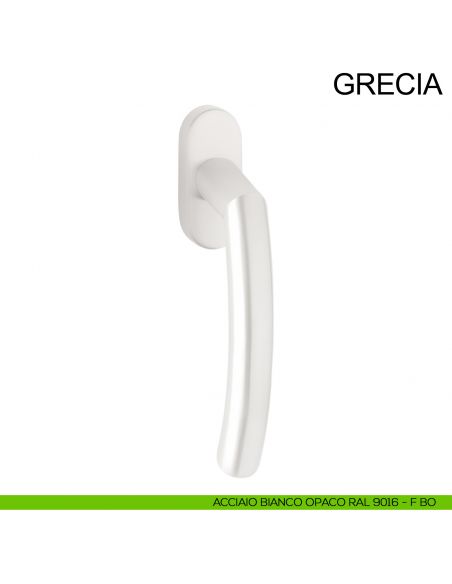 Maniglia con rosetta stretta in acciaio per finestra DK Grecia Fimet Inox bianco opaco RAL 9016