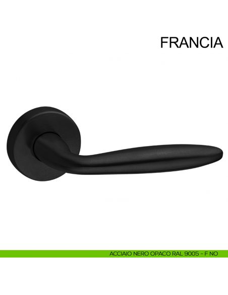 Maniglia in acciaio per porta Francia Fimet Inox nero opaco RAL 9005