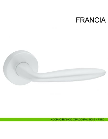 Maniglia in acciaio per porta Francia Fimet Inox bianco opaco RAL 9016