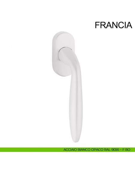 Maniglia in acciaio per finestra DK Francia Fimet Inox bianco opaco RAL 9016