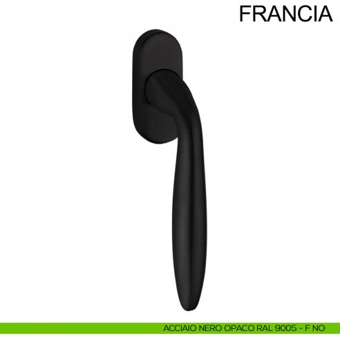 Maniglia per finestra con rosetta stretta in acciaio DK Francia Fimet Inox nero opaco RAL 9005