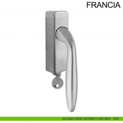 Maniglia con chiave in acciaio per finestra DK Francia Fimet Inox acciaio AISI 304