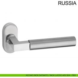 Maniglia in acciaio con rosetta ovale per porta Russia Fimet Inox 2
