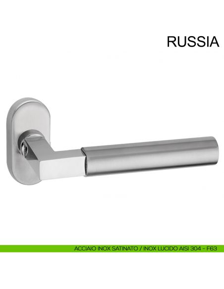 Maniglia in acciaio con rosetta ovale per porta Russia Fimet Inox acciaio AISI 304