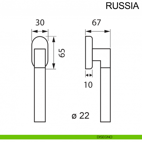 Maniglia in acciaio per finestra DK Russia Fimet Inox disegno