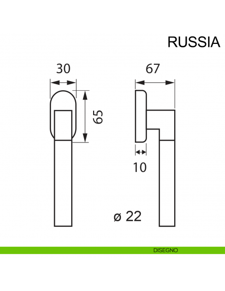 Maniglia in acciaio per finestra DK Russia Fimet Inox disegno