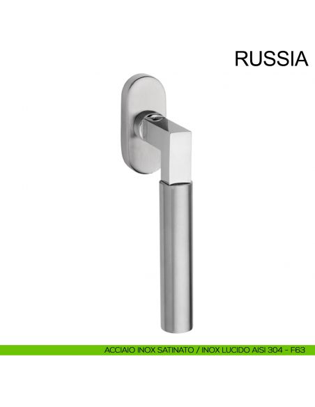 Maniglia per finestra con rosetta stretta in acciaio DK Russia Fimet Inox acciaio AISI 304