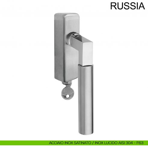 Maniglia in acciaio con chiave per finestra DK Russia Fimet Inox acciaio AISI 304