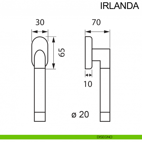 Maniglia in acciaio per finestra DK Irlanda Fimet Inox disegno