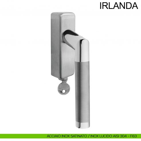 Maniglia con chiave in acciaio per finestra DK Irlanda Fimet Inox acciaio AISI 304