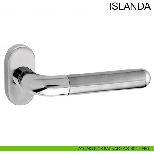Maniglia in acciaio con rosetta ovale per porta Islanda Fimet Inox acciaio AISI 304