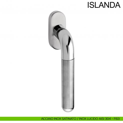 Maniglia con rosetta stretta in acciaio per finestra DK Islanda Fimet Inox acciaio AISI 304