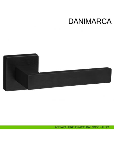 Maniglia in acciaio per porta Danimarca Fimet Inox nero opaco RAL 9005