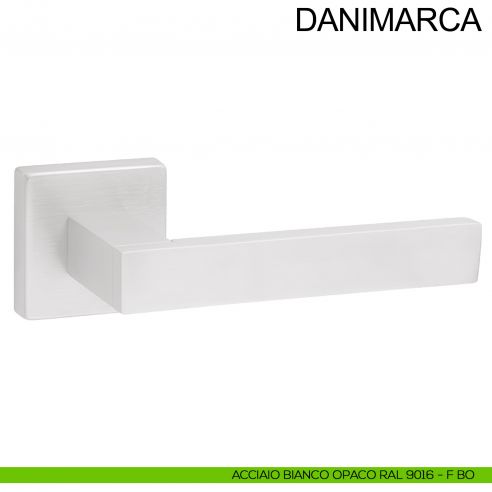 Maniglia in acciaio per porta Danimarca Fimet Inox bianco opaco RAL 9016