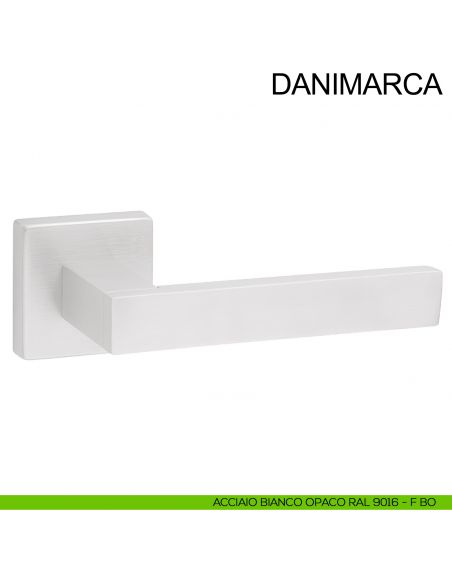 Maniglia in acciaio per porta Danimarca Fimet Inox bianco opaco RAL 9016