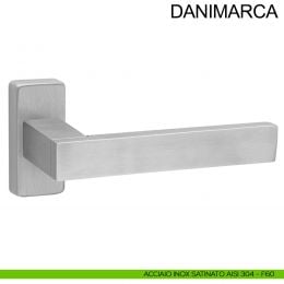 Maniglia in acciaio con rosetta rettangolare per porta Danimarca Fimet Inox 2