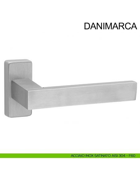 Maniglia in acciaio con rosetta rettangolare per porta Danimarca Fimet Inox acciaio AISI 304