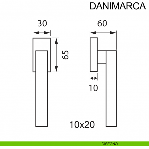 Maniglia in acciaio per finestra DK Danimarca Fimet Inox disegno