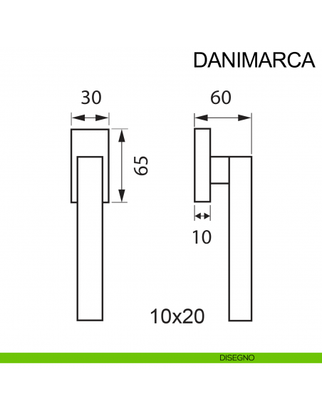 Maniglia in acciaio per finestra DK Danimarca Fimet Inox disegno
