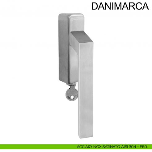 Maniglia per finestra in acciaio con chiave DK Danimarca Fimet Inox acciaio AISI 304