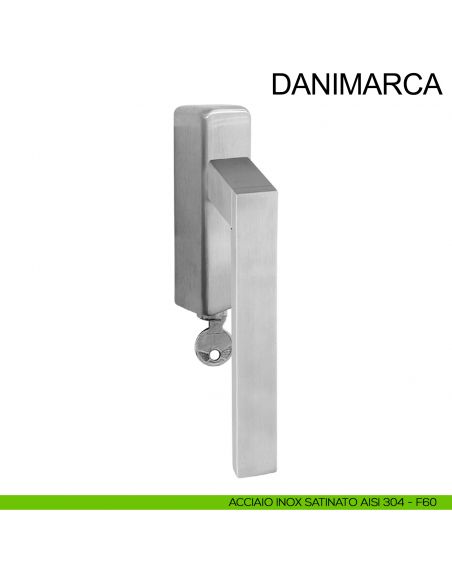 Maniglia per finestra in acciaio con chiave DK Danimarca Fimet Inox acciaio AISI 304