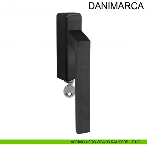 Maniglia per finestra in acciaio con chiave DK Danimarca Fimet Inox nero opaco RAL 9005