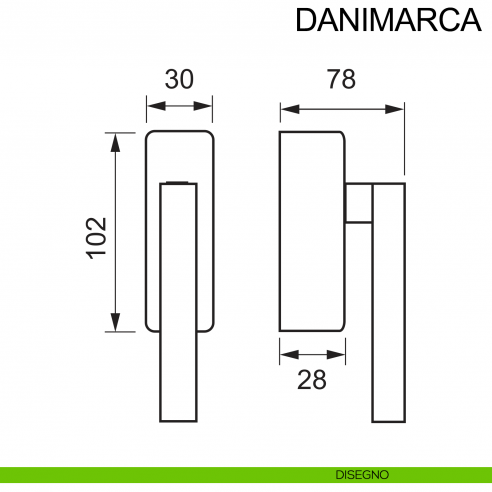 Maniglia per finestra in acciaio con chiave DK Danimarca Fimet Inox disegno