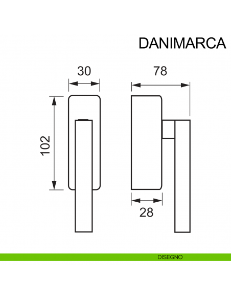 Maniglia per finestra in acciaio con chiave DK Danimarca Fimet Inox disegno