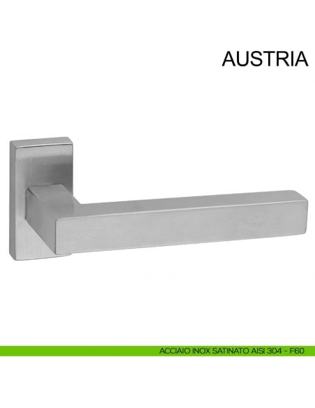 Maniglia con rosetta rettangolare in acciaio per porta Austria Fimet Inox acciaio AISI 304