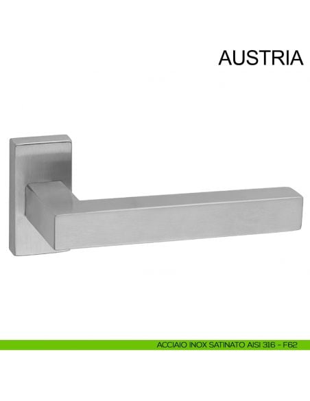 Maniglia con rosetta rettangolare in acciaio per porta Austria Fimet Inox acciaio AISI 316