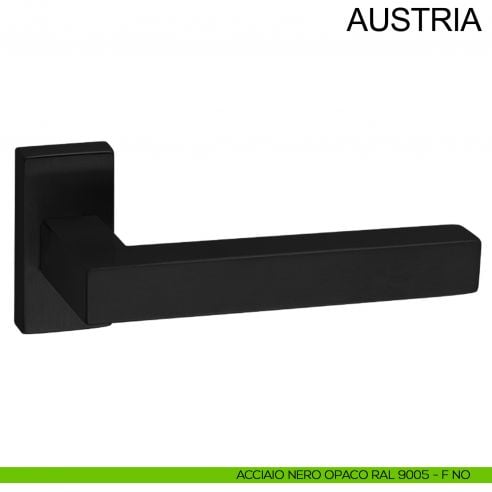 Maniglia con rosetta rettangolare in acciaio per porta Austria Fimet Inox nero opaco RAL 9005