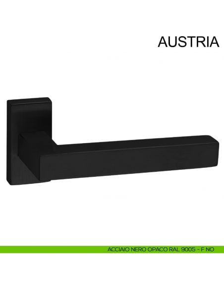 Maniglia con rosetta rettangolare in acciaio per porta Austria Fimet Inox nero opaco RAL 9005