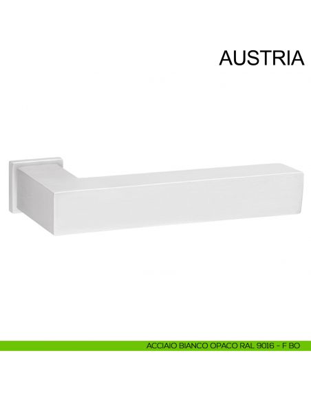 Maniglia in acciaio con rosetta mini per porta Austria Fimet Inox bianco opaco RAL 9016