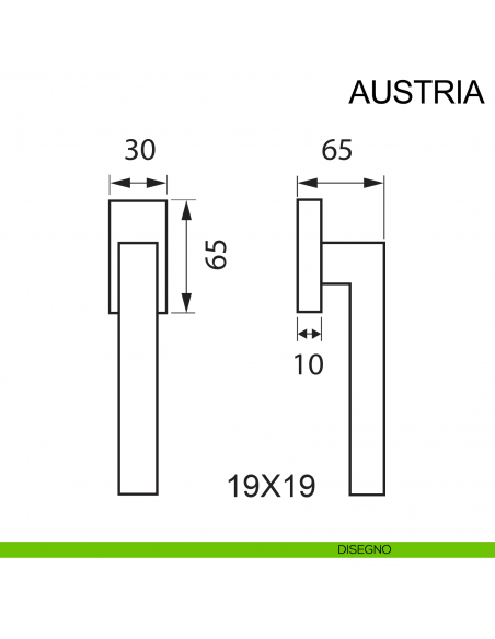 Maniglia in acciaio per finestra DK Austria Fimet Inox disegno