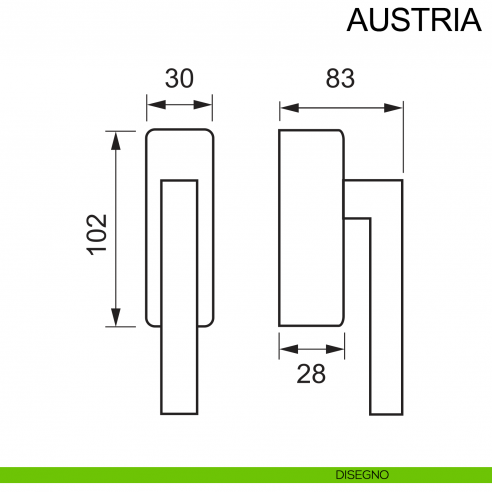 Maniglia per finestra in acciaio con chiave DK Austria Fimet Inox disegno